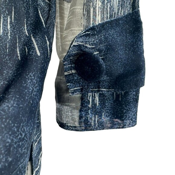 Lee Mathews Silk Oversized Check Blue Gray Sheer Button Jacket Womens 4-6 - Picture 6 of 10